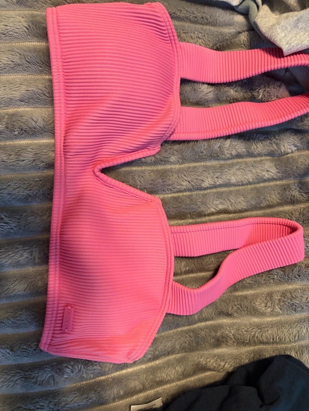 Roxy Ribbed Pink Swim Top - Picture 2 of 5